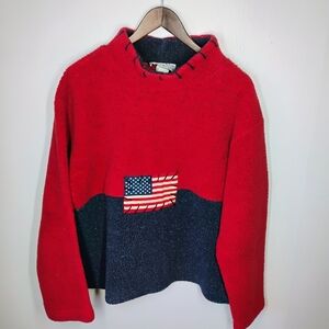 Vintage Real Comfort USA American Flag Sharpa Mock Neck Sweatshirt Size Large